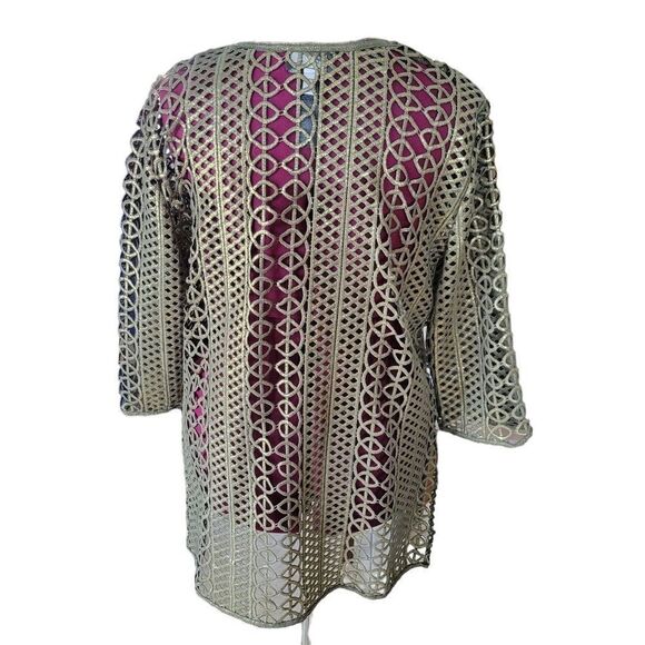 Travelers Chico's Collection Foiled Open Lace Jacket (Size XL/16) - Picture 4 of 6